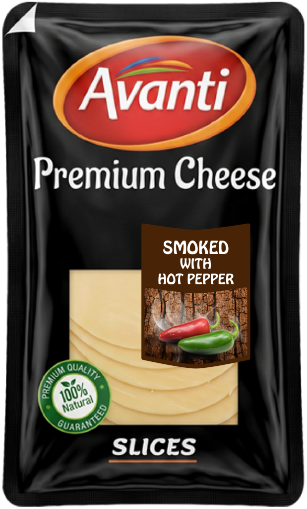 Avanti Premium Processed Smoked Cheddar Cheese Slices with Jalapeño