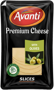 Avanti Premium Processed Cheddar Cheese Slices with Olives