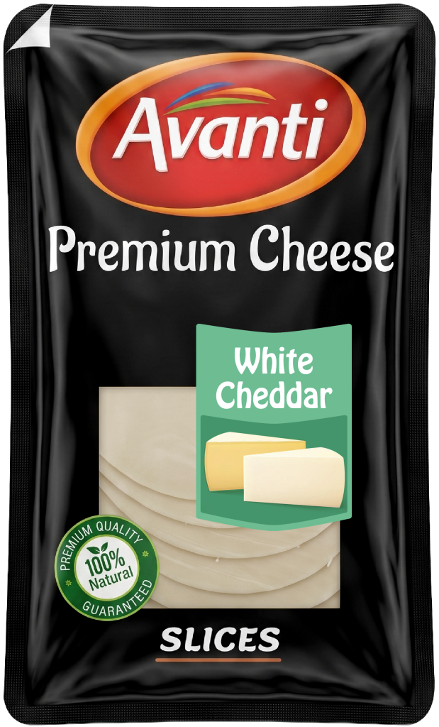Avanti Premium Processed Cheddar Cheese Slices with White Cheddar